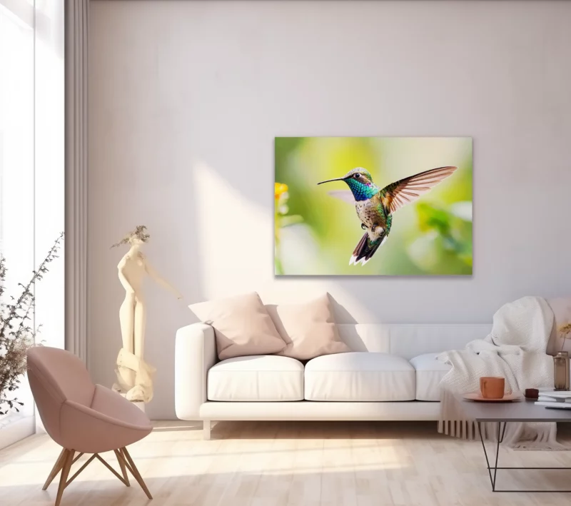 lienzo de un colibri en pleno vuelo