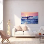 lienzo decorativo de una cola de ballena en el oceano