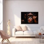 lienzo decorativo de un mono pensandooslos