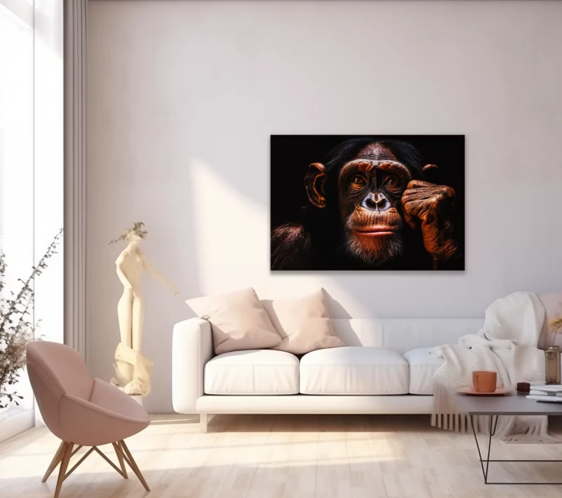 lienzo decorativo de un mono pensandooslos