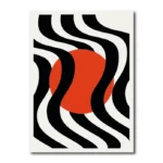abstracto con lineas negras y círculos rojos