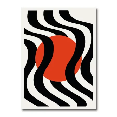abstracto con lineas negras y círculos rojos