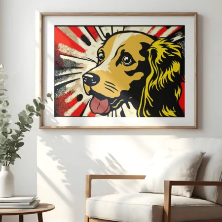 Láminas de animales estilo Warhol con toque vintage con un perro tipo Golden