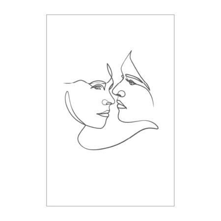 lamina decorativo tipo line art en trazos negros con fondo blanco y dos caras