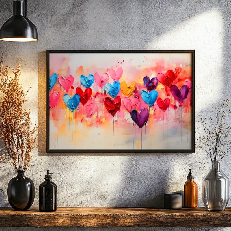 lámina de corazones abstracta tipo acuarela