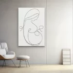 lienzo decorativo tipo line art en trazos negros con fondo blanco